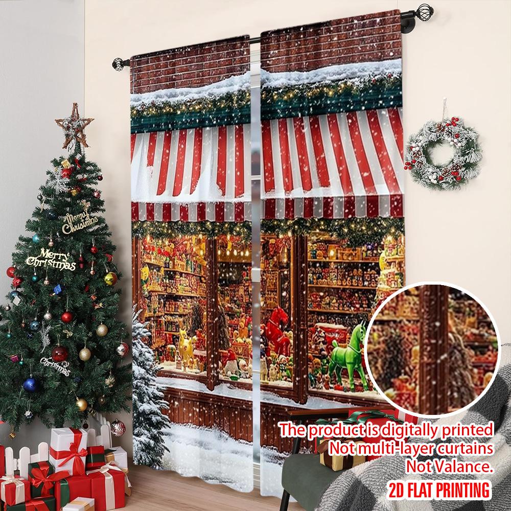 2 Stück 2D Flachdruck Frohe Weihnachten Beliebte Fenstervorhänge Weihnachten 17 Langlebiges Polyester Ohne Strom Frühling Perfekt