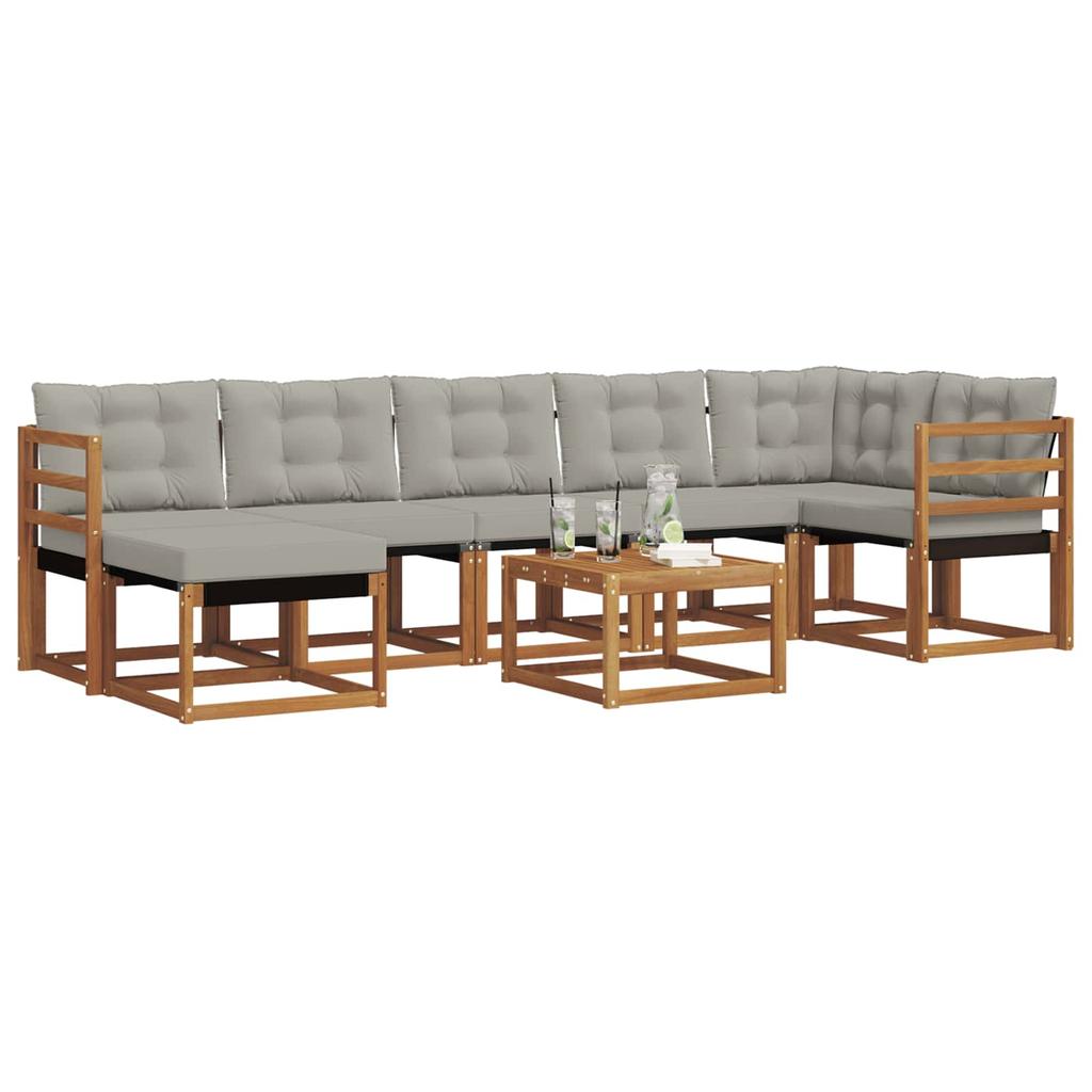 Outdoor Sofa Set with Cushions 8 pcs Natural and Light Grey