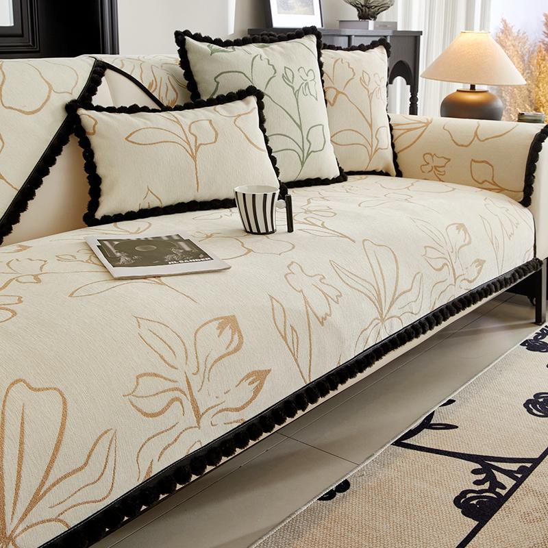 Light Luxury Sofa Cushion New Four Seasons Universal Chenille Straight Row Cushion Non-slip Sofa Cover Cover Cloth