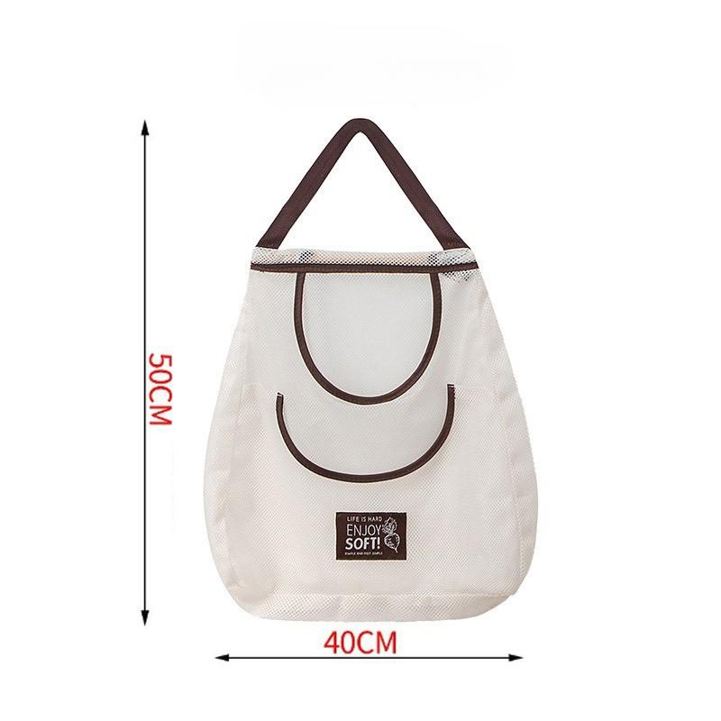 

Сетчатые сумки для хранения чеснока, картофеля, лука - Прочный пластиковый подвесной органайзер для кухни и кладовой, безопасный для контакта с пищевыми продуктами Double layer 40*50cm-1PCS бежевый