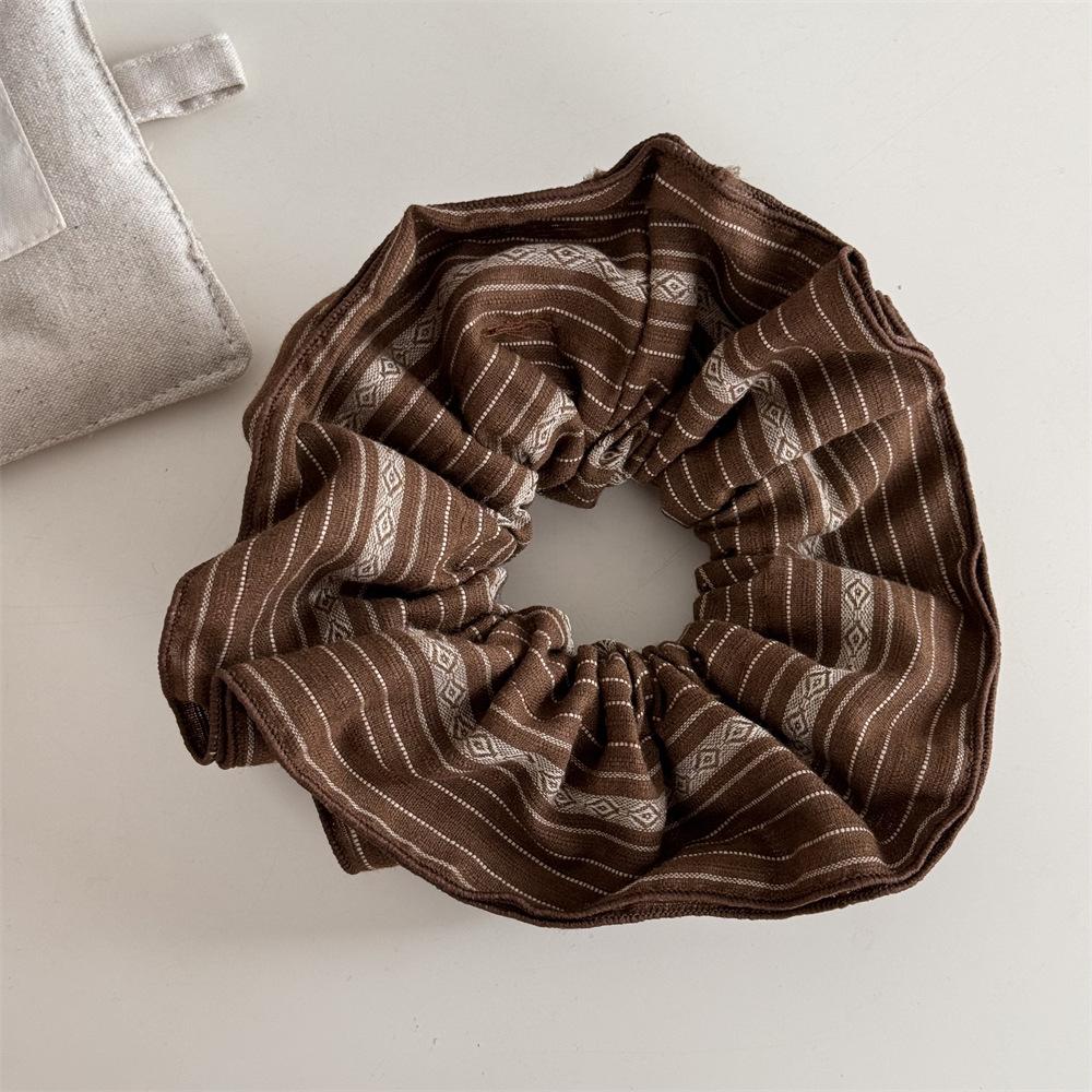 Korea Square Striped Cloth Scrunchies Women Girl Elastic Hair Rubber Band Accessories Tie Hair Ring Rope Headdress Headwear