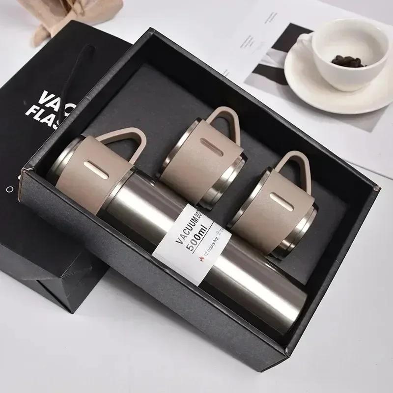 304 Stainless 500ml Steel Vacuum Insulated Water Bottle Portable Coffee Bottle Office Gift Set Business Style Travel Thermal Mug