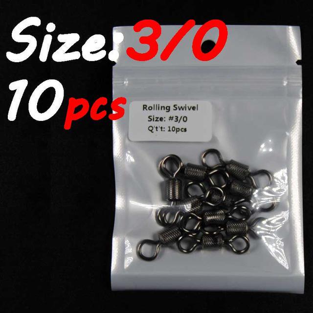 1 Pack Rolling Wirbel Kleinhandelspackung Schwarz Starkes Messing Salzwasserangeln Wirbel #1 #2 #1/0 2/0 3/0