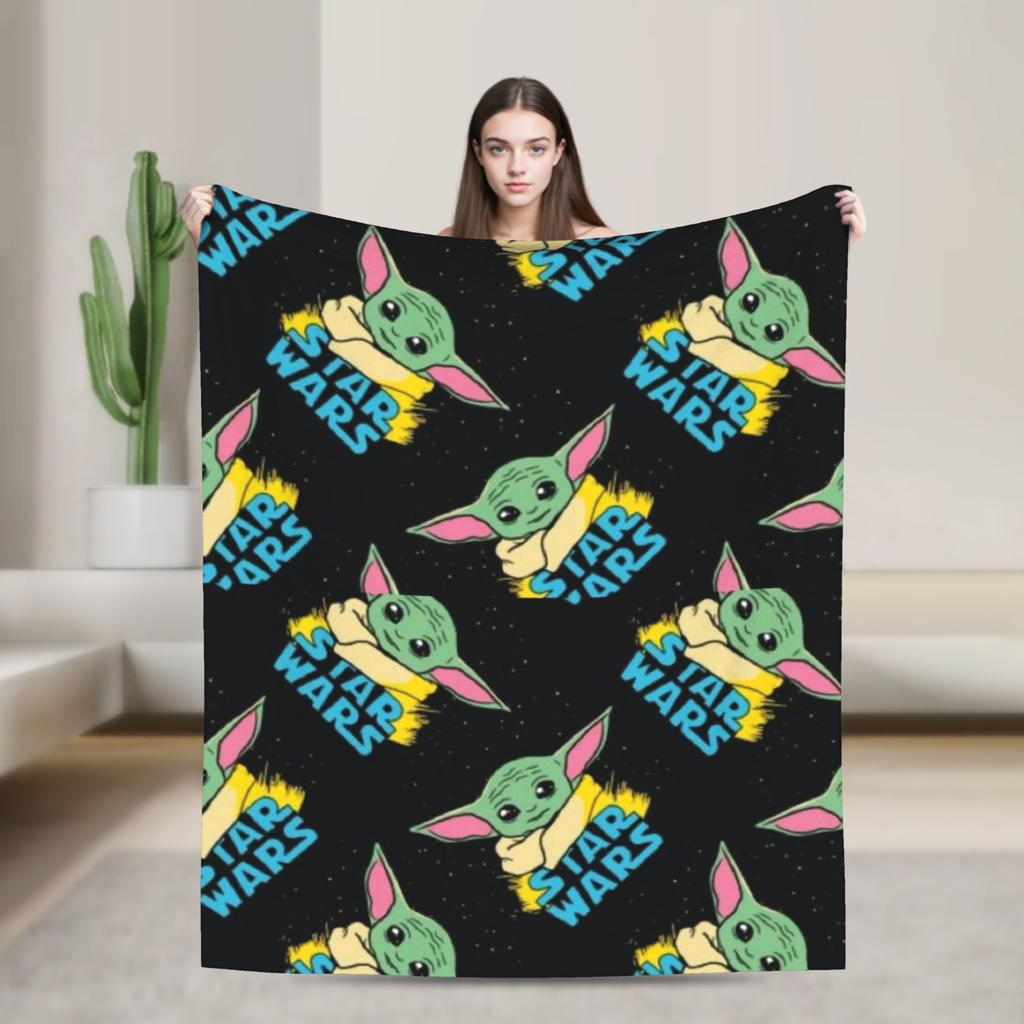Grogu W-Warss Baby Yodas Blankets  Camping Flannel Throw Blanket For Living Room Warm Custom DIY Quality Bedspread