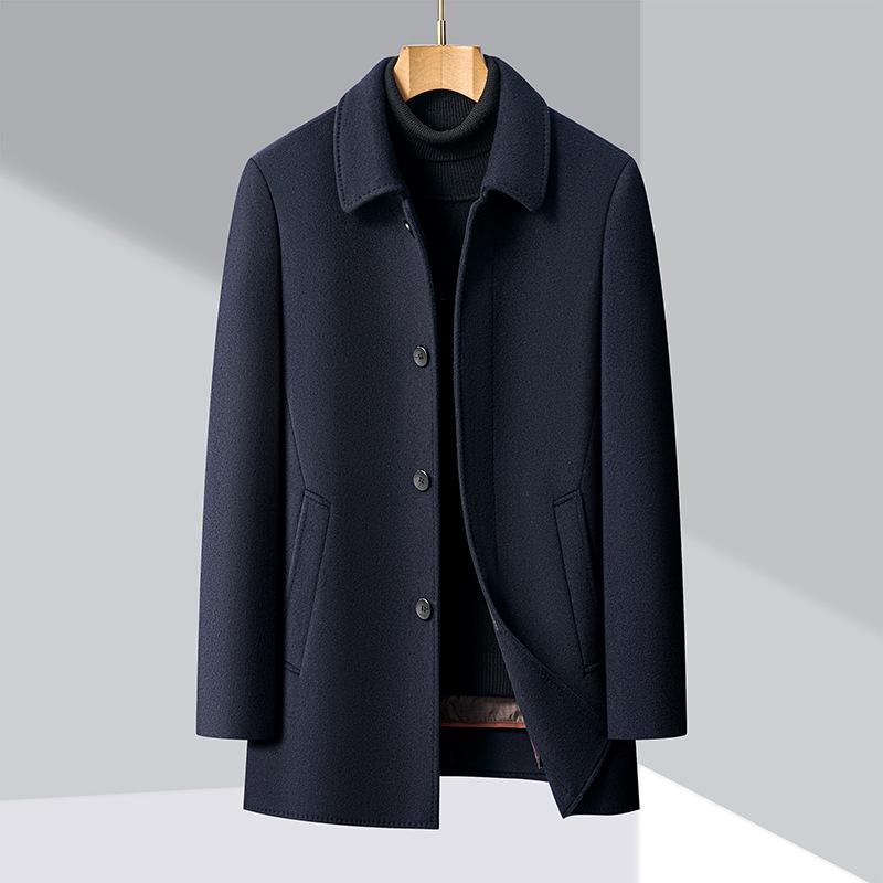 Men's Mid-Length Double-Sided Thick Wool Cashmere Coat