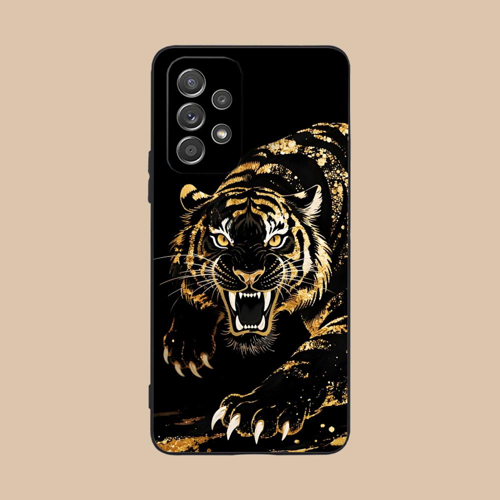 Tiger Neon Mobile Cell Phone Case for Samsung Galaxy M55 54 42 35 34 33 32 23 22 15 14 13 12 F55 5G Colorful Cover Luxury Cover