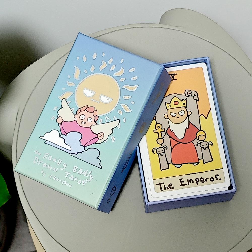 The Really Badly Drawn Tarot Deck In Rigid Box 12*7cm 78 Pcs Funny Tarot Cards Printed on 350GSM Double-embossed Cardstock