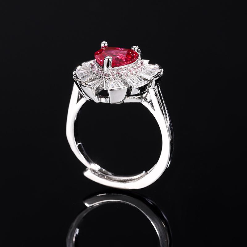 Love Red Corundum Ring Women's Talent European and American Style Light Luxury Versatile Talent Ring