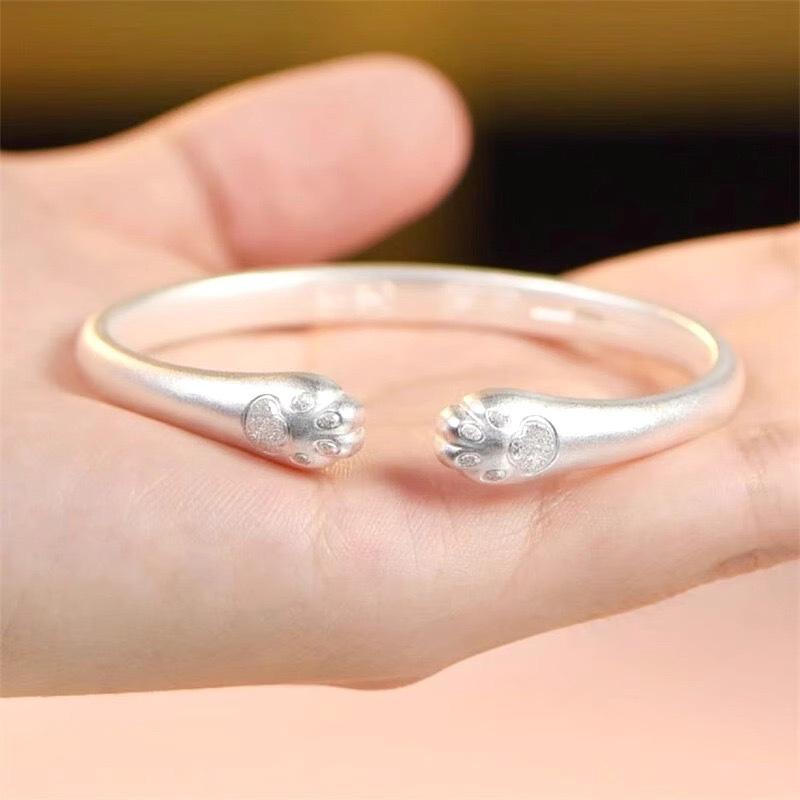 

Модный креативный браслет с открытой регулируемой застежкой и принтом кошачьей лапки для женщин и девушек, простой милый браслет, ювелирные аксессуары, подарки