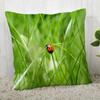 Natural Ladybug Pattern Pillowcase Home Room Decoration Office Chair Living Room Sofa Cushion Cover Peach Skin Pillowcase
