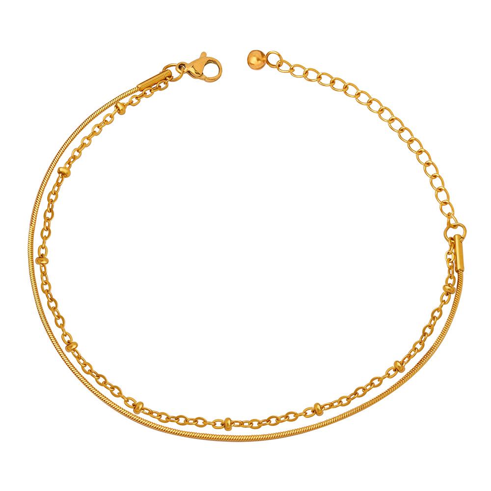 18K Gold-Plated Korean Style Double Layer Titanium Steel Bracelet for Women