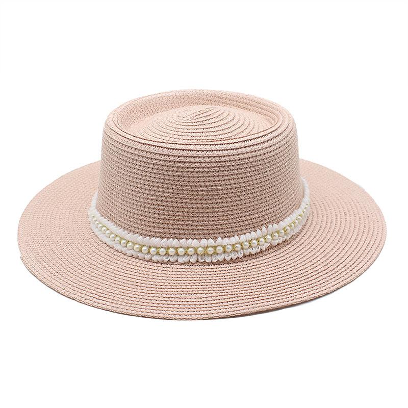Ladies Pearl Lace Top Hat Outdoor Leisure Beach Hat Simple Personality Sun Hat