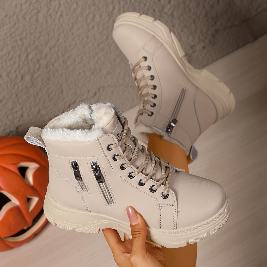 Fashion Women Platform Ankle Boots Faux Suede Zip Shoes Women Snow Boots Warm Fur Plush Winter Platform Ankle Boot Female Botas De Mujer