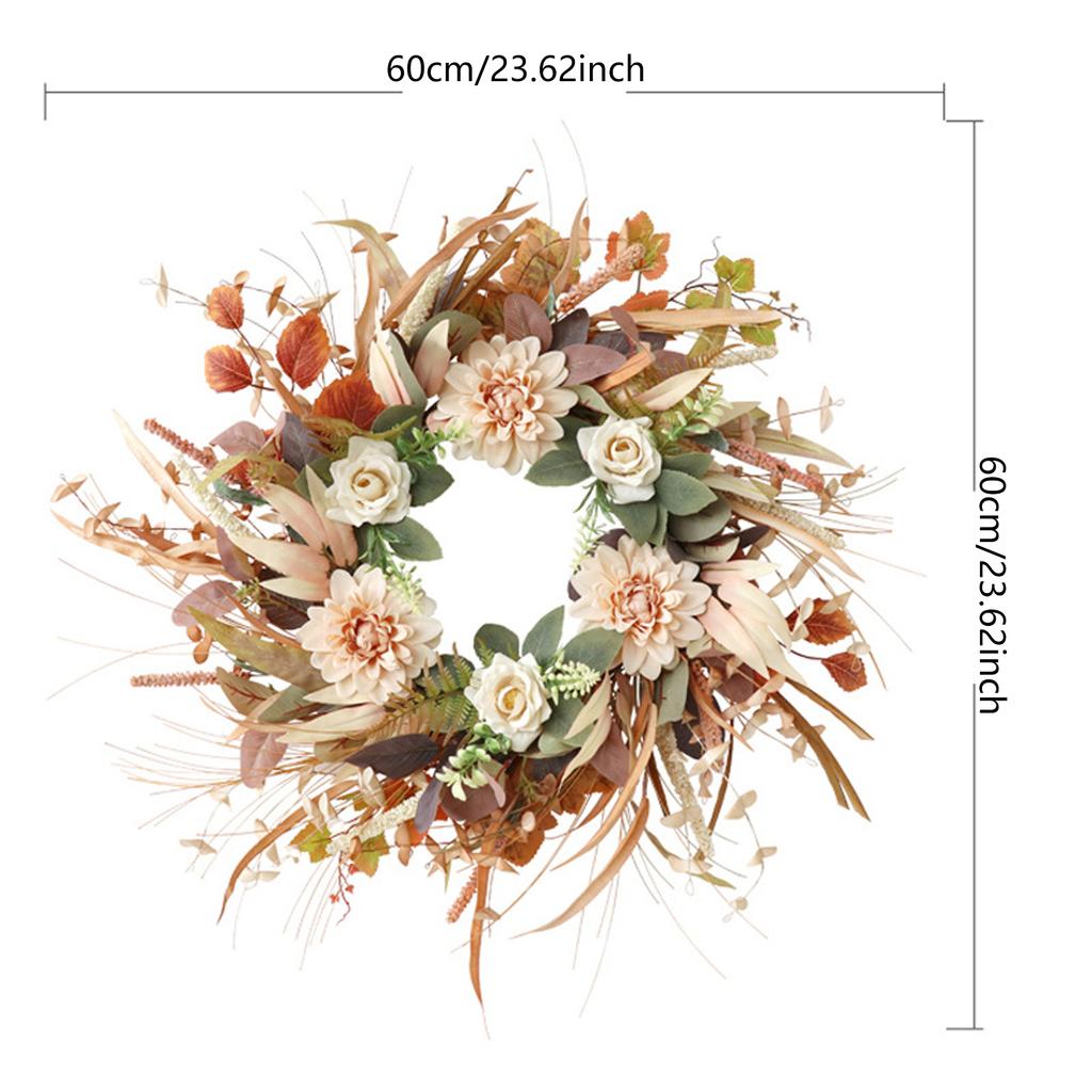 Lifelike Silk Flower Wreath with Foliage Charming Artificial Flower Wreath Adornment for Festive Celebrations or Events