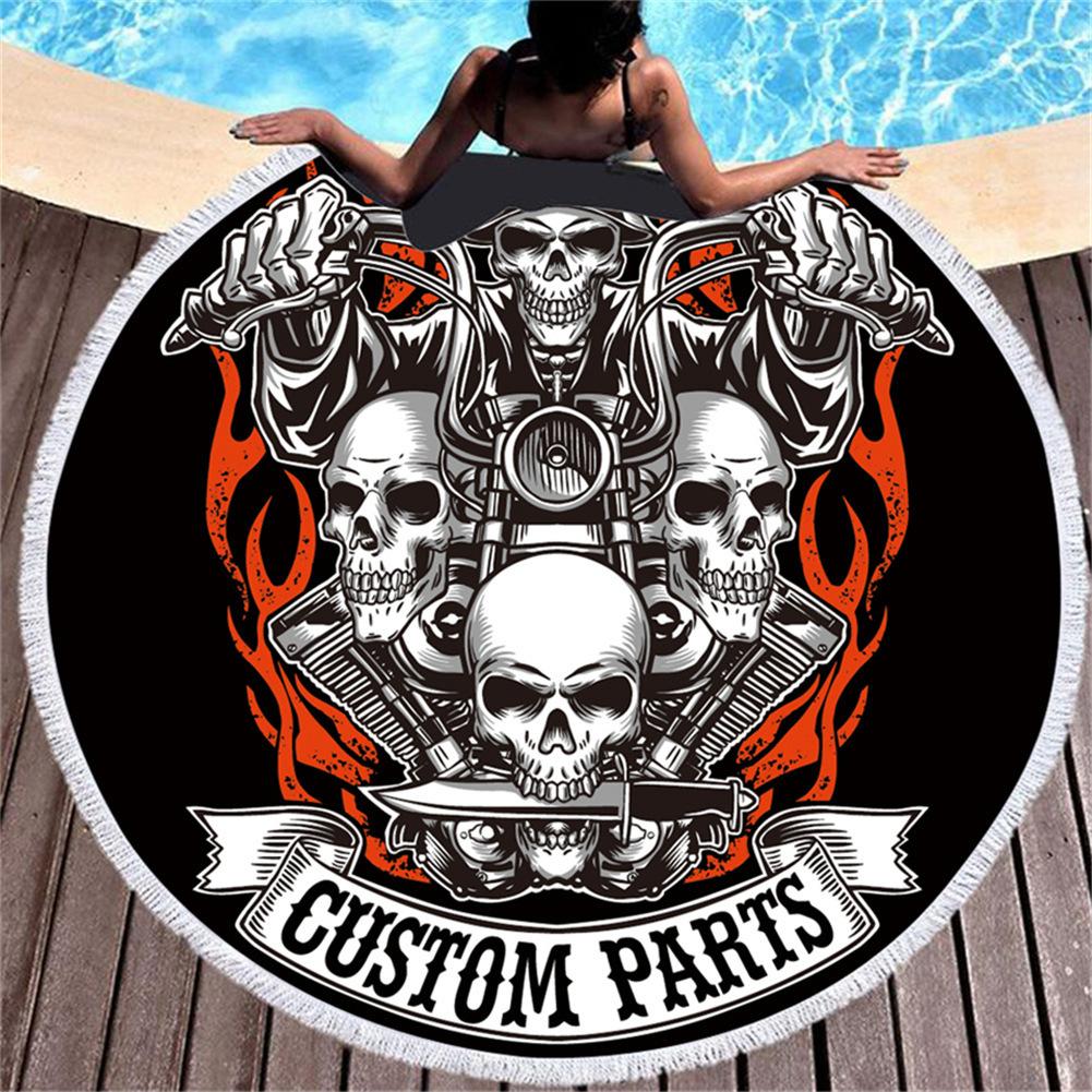 Beach Thick Round 3d Sugar Skull Printed Beach Towel Fabric Quick Dry Towel Compression Towel Tapestry Yoga Mat