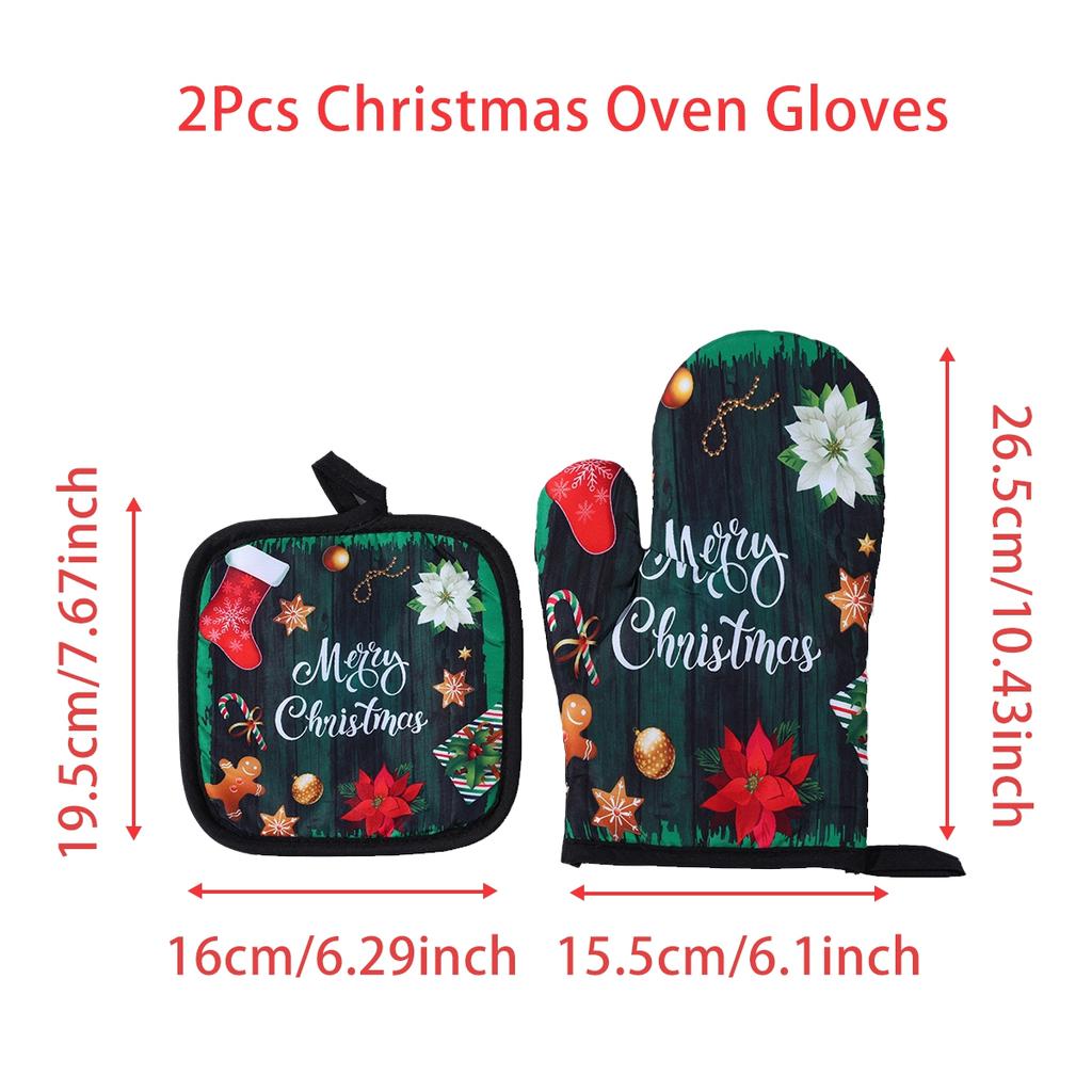 Christmas Oven Gloves Santa Claus Merry Christmas Decorations For Home 2025 Navidad Natal Cristmas Xmas Gift Happy New Year 2025