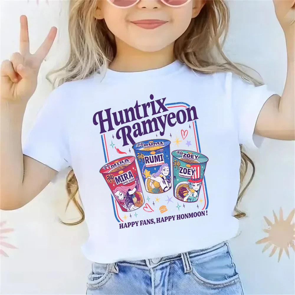 KPop Dämonenjäger T-Shirt Sommer Kurzarm-Tee für Freizeit Locker Mädchen Junge Grafikdruck Oberteile