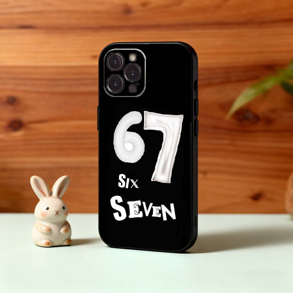 67 Six Seven Phone Case For iPhone17,16,15,14,13,12Plus,Pro Max,XS,5G Soft Silicone Black Cover