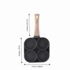 4 Cup Egg Pan Non-Stick Wood Handle Pancake Pan Heavy Duty Aluminum Alloy Breakfast Skillet Bacon/Burgers/Omelet