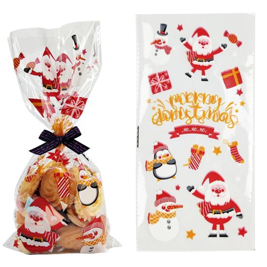50 szt. Świąteczne torebki do pieczenia Przezroczysty nadruk Kreskówkowy do pakowania ciasteczek Nadruk świąteczny Torebki na pieczywo piekarnicze dla piekarni