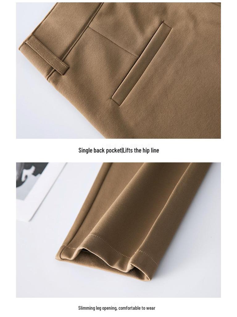 Saidel Women's Plus Size Straight-Leg Casual Pants - Slimming Baguette Style for Spring & Autumn 2025