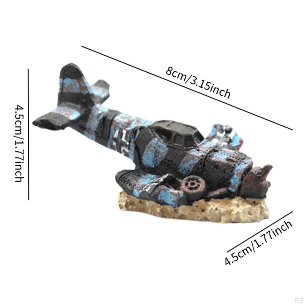 Aquarium Decoration Airplane Wreckage Decorative Resin Easy To Maintain Tank