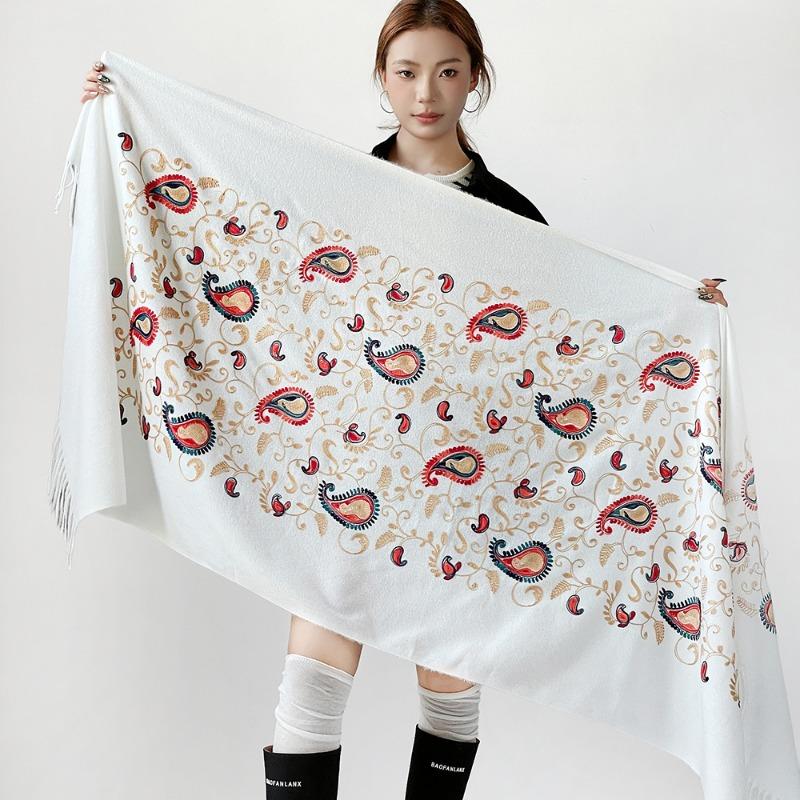 

New Arrivals Embroidered Cashmere Scarf Warm Scarf Scarf Cashew Nut Embroidered Scarf Cashmere Scarf Women 182*70cm