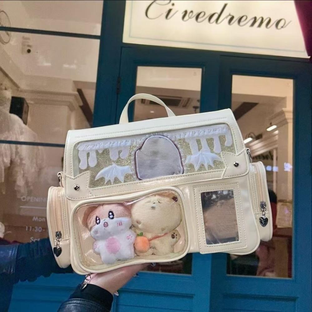 New Large Capacity Shoulder Bag Multifunctional Casual Backpack Transparent Crossbody Bag бежевый