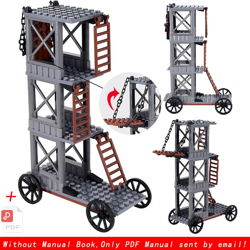 Mittelalter Burg Königlicher König Ritter Rom Spartacus Streitwagen Belagerungsmaschine Modell Bausteine Ziegel Spielzeug für Kinder Geschenk