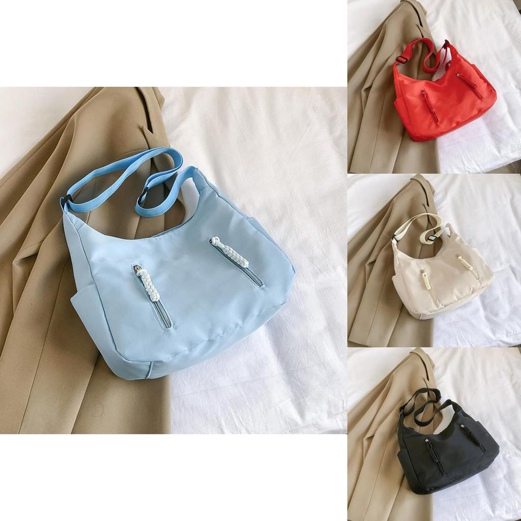 Spacious Nylon Tote Bag For Women Stylish Summer Commuter Shoulder Bag In Black Red Beige And Blue