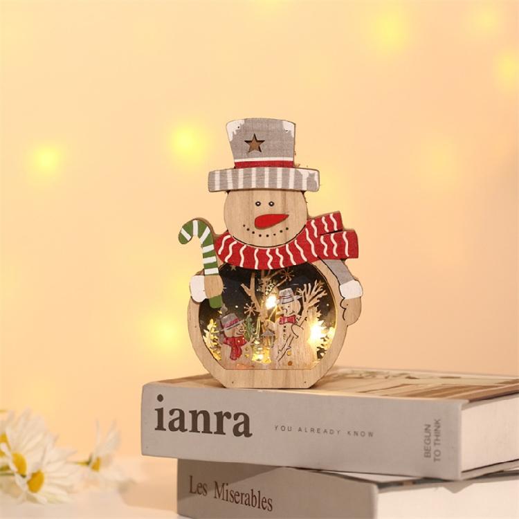 Beautiful Wooden Santa/Snowman Christmas Ornament Lighting Artificial Furnishing