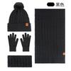 Autumn and Winter Knitted Hat, Scarf, Touch Screen Gloves, Headband, Four-piece Set, Double-layer Velvet Thermal Knitted Hat.