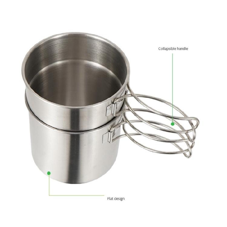 Picnics Water Mug Outdoor Cookware Camping Cup Pots Stainless Steels Coffee Mug with Folding Handle Camping Teas Mug