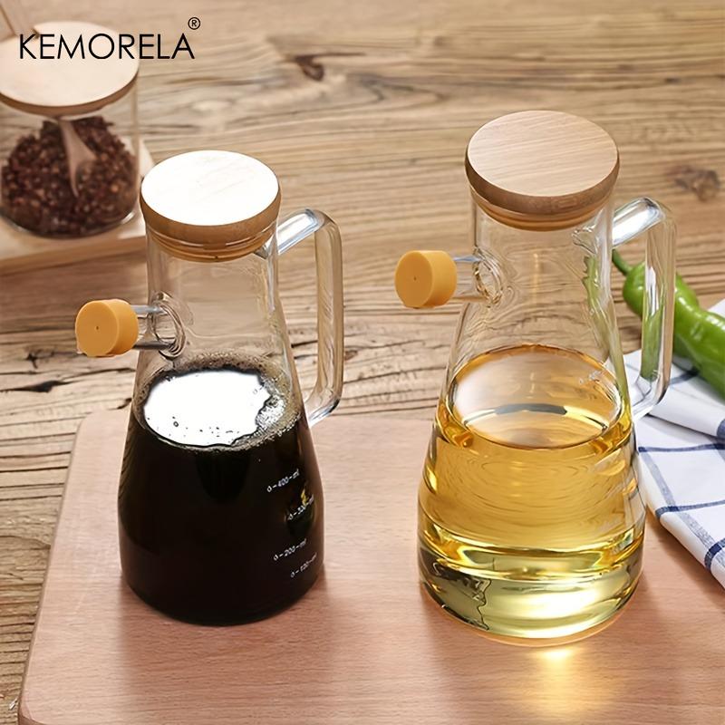 900ml Transparente Glasölflasche mit Griff - PVC-Frei Maschinenwaschbar Ovales Design für Küchensaucen Essig & Würzmittel