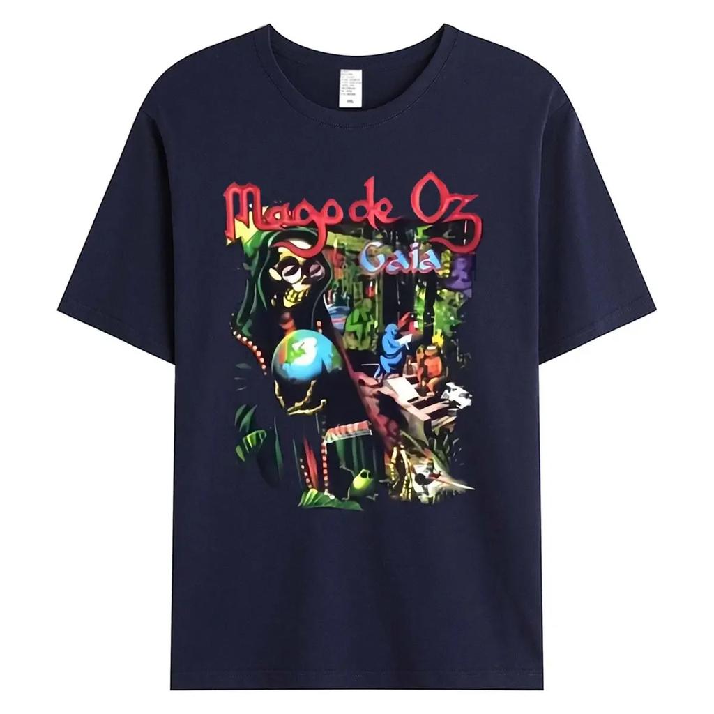Vintage Mago De Oz Gaia Black Metalová Hudba Punková Kapela Španělský Folk Turné Tričko Krátký Rukáv Bavlněné Tričko Vintage Outfit Topy
