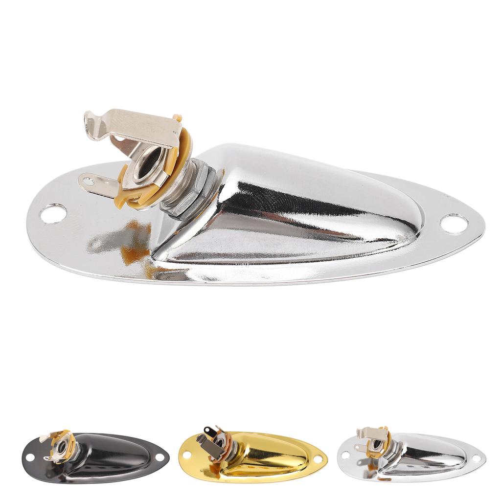 Guitar Input Jack Boat Style 6.35mm Metal Electric Guitar Input Output Socket with 2 String Fixators