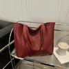 New Simple and Fashionable Solid Color Tote Underarm Shoulder Bag Retro Woven Pattern Large Capacity Casual Bag