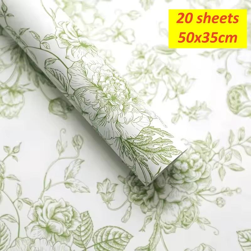 Retro Wrapping Paper Romantic Flower Wrapping Paper Kraft Gift Paper Florist Bouquet Packaging Material For Gift Wrapping Pack
