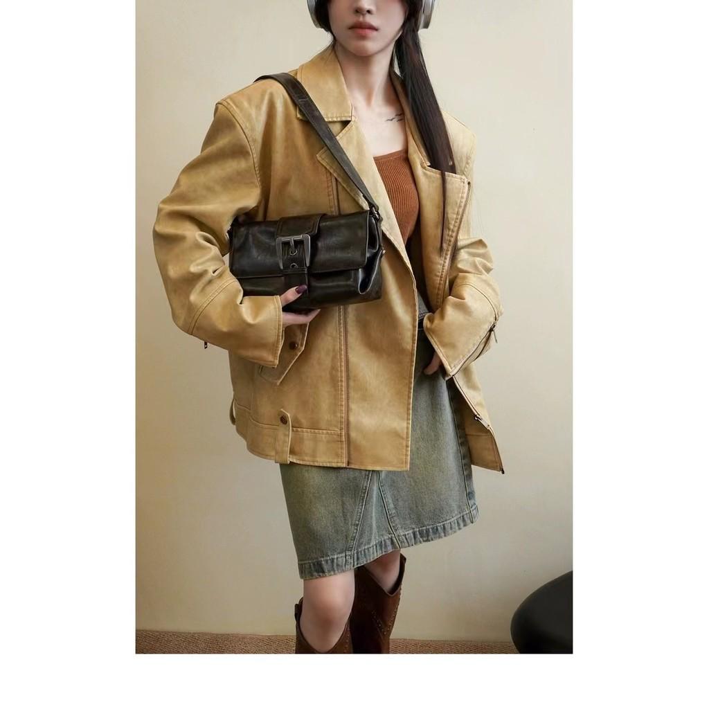 IELGY Melade Style Baguette Bag Retro All-Match Hot Girl Texture Portable Underarm Small Square Bag