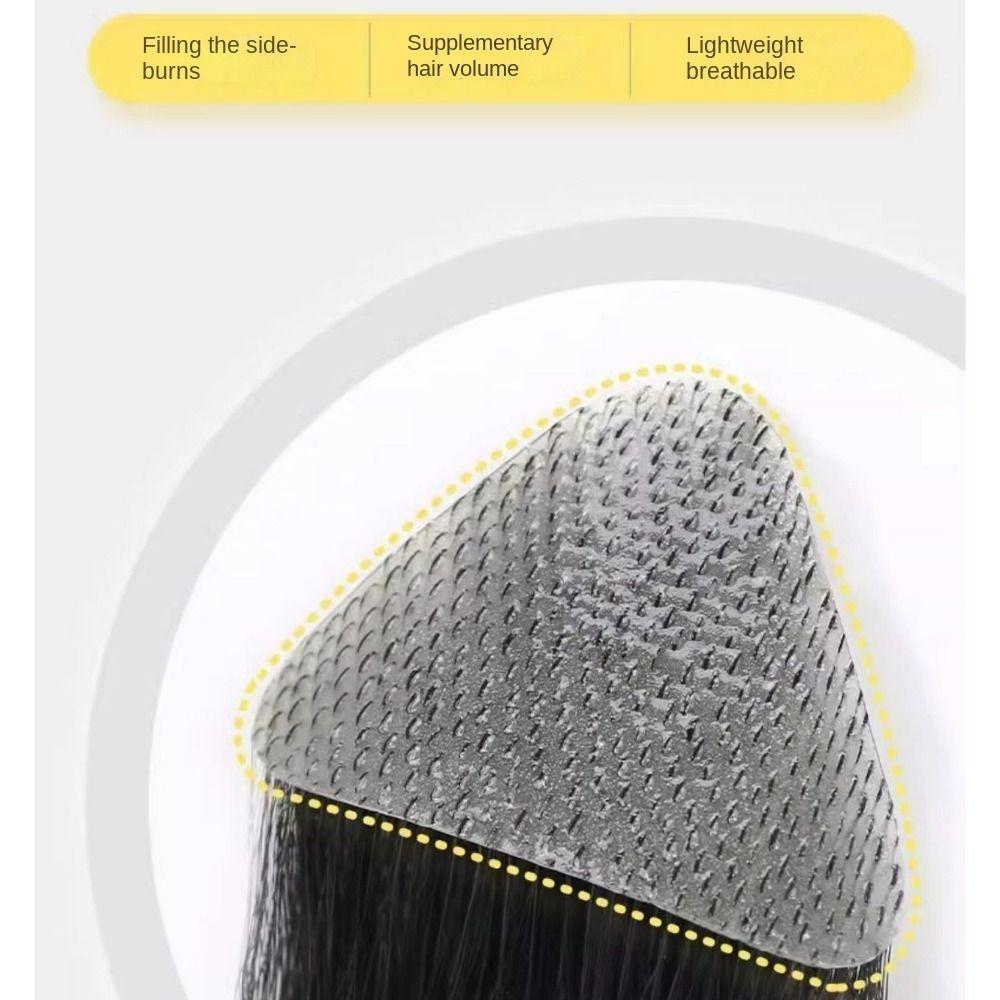 Seamless 100% Human Hair Hairpiece Invisible Hairline Sideburn Patch Forehead Patch  Men