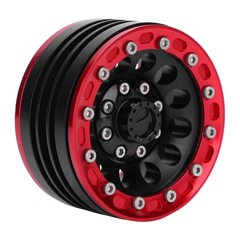 4pcs Metal Wheel Hub RC Car A Essories Fit for 1Celsius10 RC Crawler 1.9 Inch(Red Black )