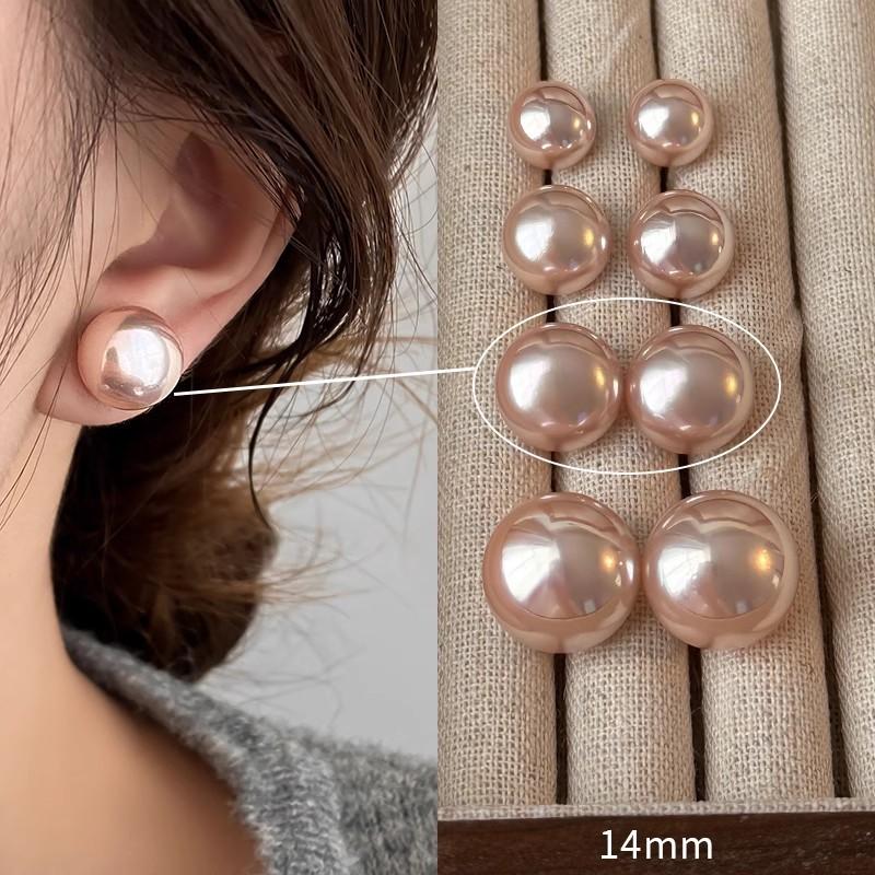 Pearl Earrings S925 Silver Pinkish Cream Pearls 8-14mm Hypoallergenic Studs Minimalist Luxury Earrings Bridal Gift