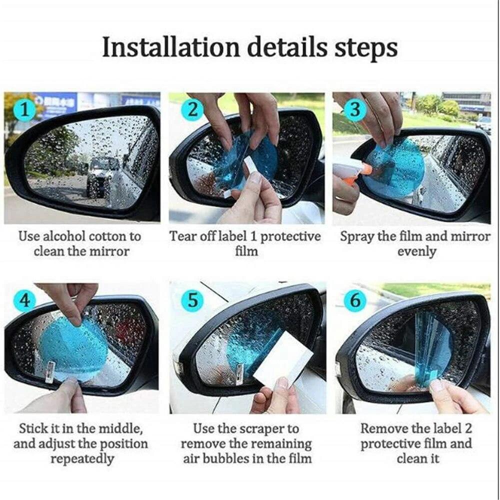 6/4/2Pcs Car Rearview Mirror Rain Film Car Sticker Rainproof Film for Rearview Mirror Anti Fog Waterproof Clear Sight Auto film