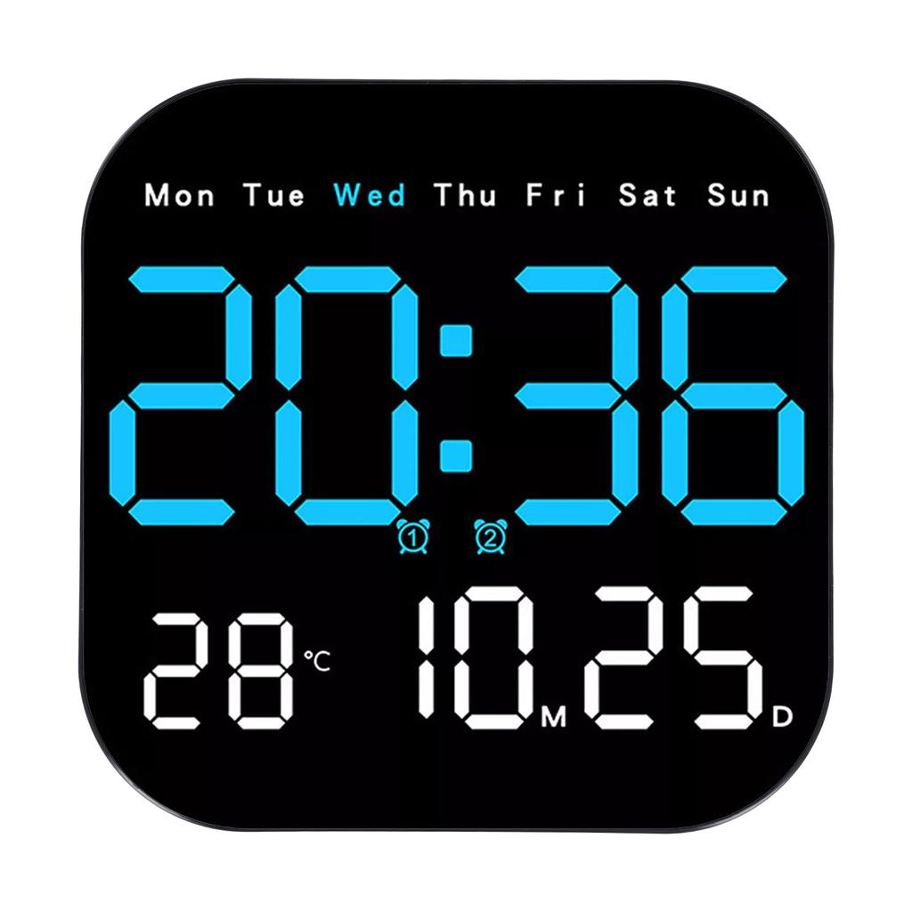 Elektronische Wanduhr Temperatur Datum Anzeige Tischuhr Wandmontage Digitale LED Uhren Für Zuhause 12/24H Sprachsteuerung Sommerzeit