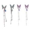1 Pair Shining Rhinestones Chain Tassel Lady Earrings Vivid Butterflies Imitation Pearls