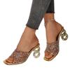 Fashion Elegant Ladies Gold Glitter High Heels Sandals Women Summer 2025 Party Wedding Mules Shoes Woman Square Toe Plus Size Slippers