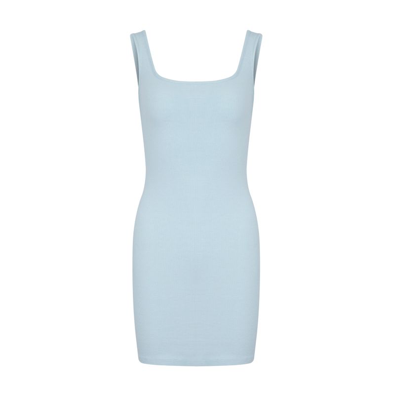 

Домашнее летнее мини-платье-футляр в западном стиле, подчеркивающее фигуру, платье-слинг с U-образным вырезом, новинка 2025, верхняя одежда Light blue M