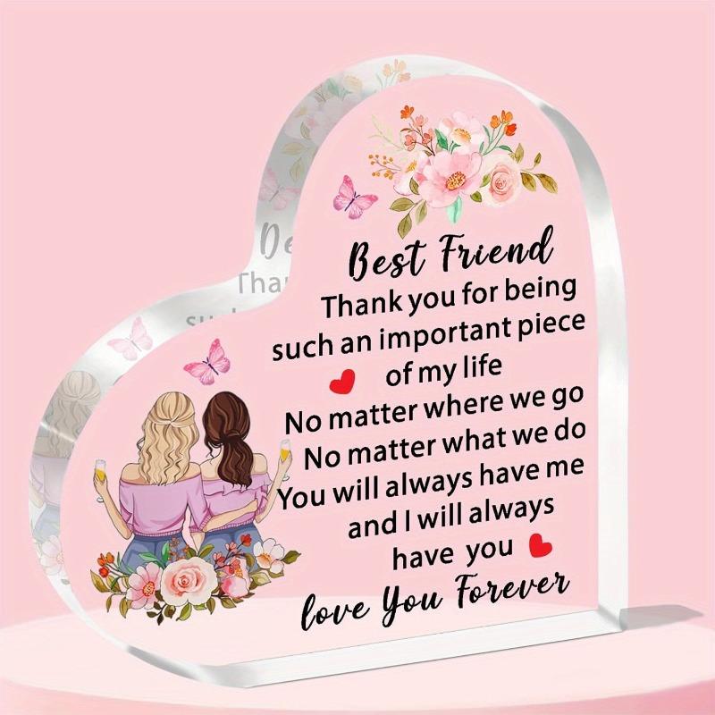 2D Flat,  I Will Always Have You  Best Friend Acrylic Desktop Decorative, Floral & Butterfly Design, Suitable for wall decoration, porch, room, villa, 10*10CM