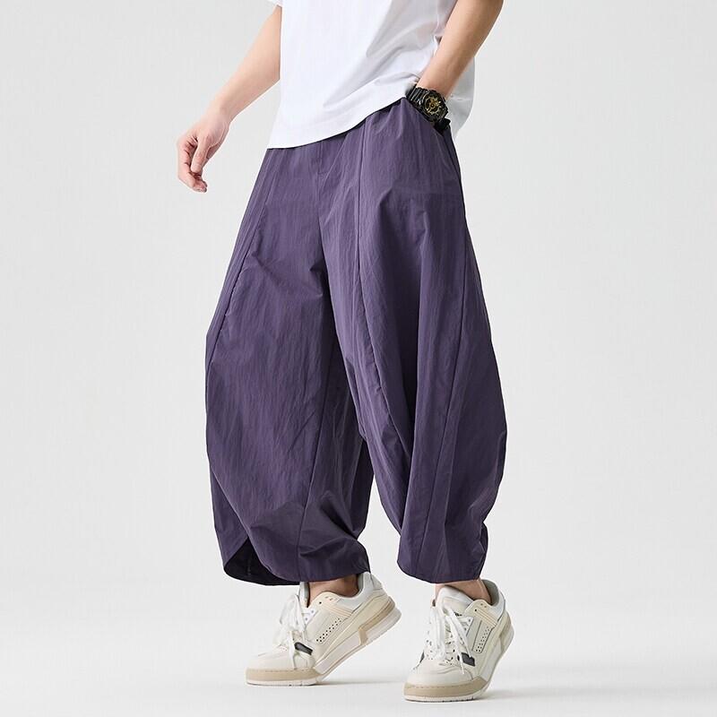2025 Sommer Herren Weitbeinige Hosen Herren Lässig Einfarbig Hosen Japanische Stile Samurai Kostüm Haremshosen Herren Laternenhose