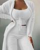 2026 Women's Plush Three-Piece Lace-Up Pajama Set - Casual Home Wear